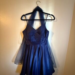Elegant Blue Halter Dress